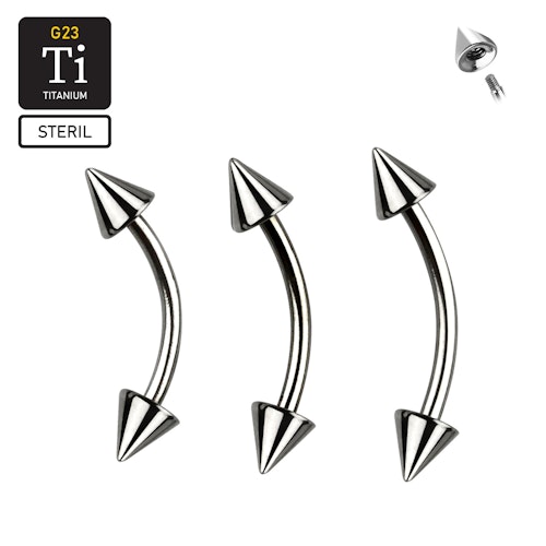 Steril titanium banana utvändigt gängad 1.2mm med 3mm kon