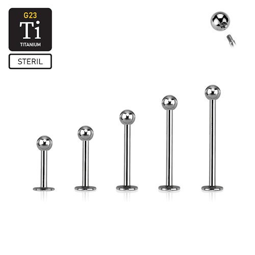 Steril titanium Labret 1.2mm med 4mm kula