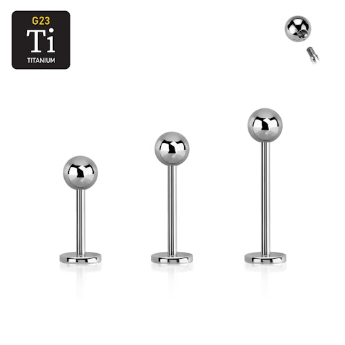 Titanium labret 0.8mm med 3mm kula