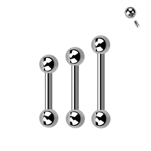 Barbell i 316L kirurgiskt stål 1.2mm med 3mm kulor
