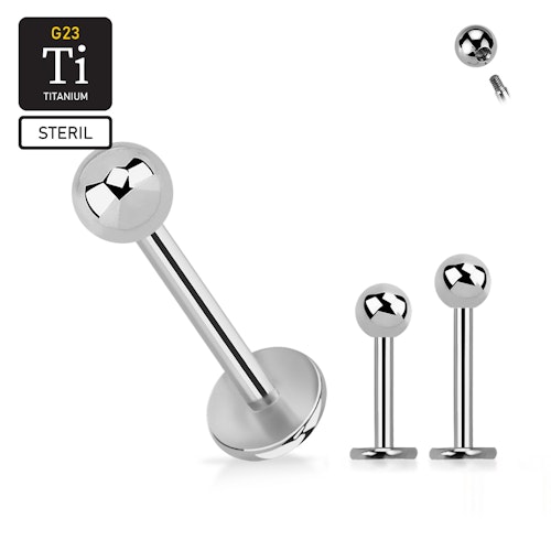 Steril titanium Labret / Monroe 1.0mm med 3mm kula