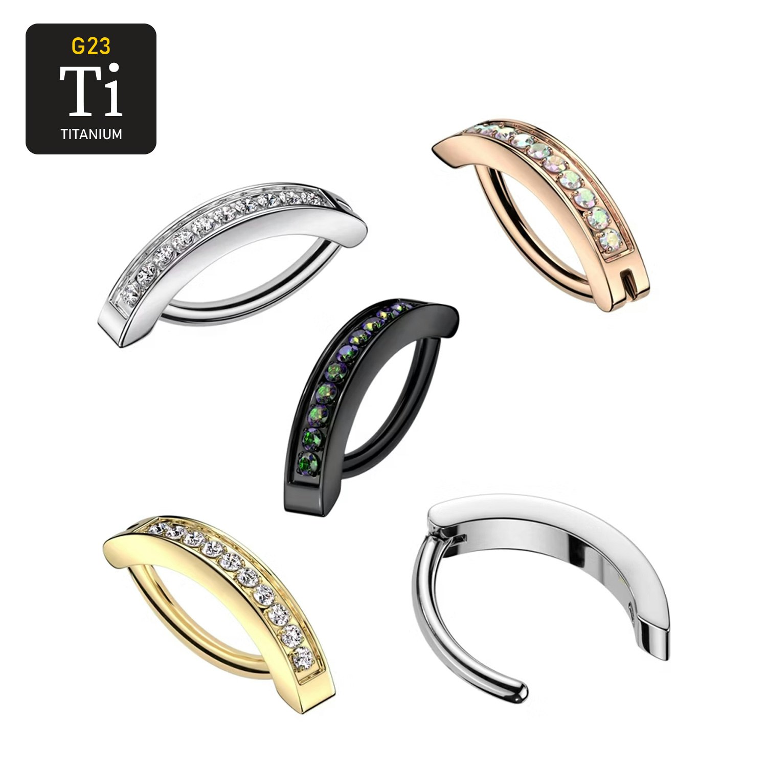 Titanium navelsmycke med cubic zirconia - unik design