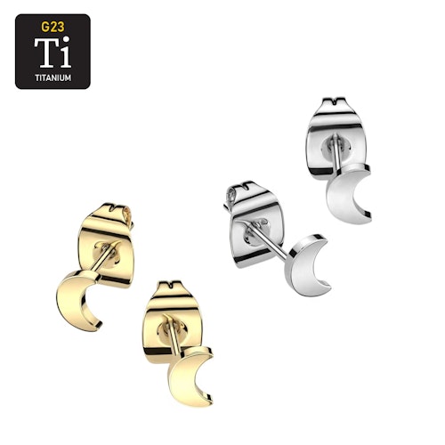 Titanium örhängen med måne (par)