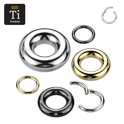 Titanium ring med gångjärn - större storlekar