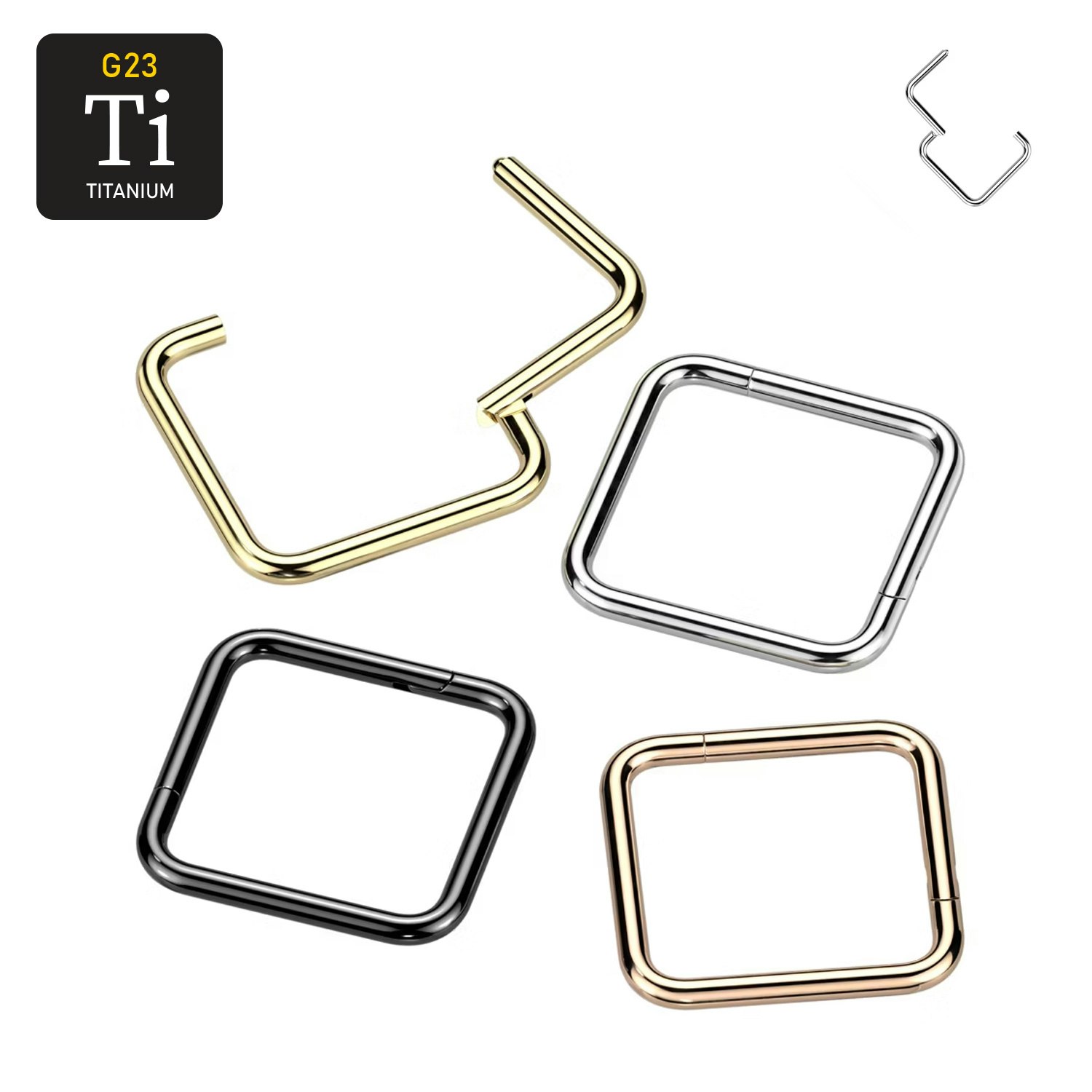 Fyrkantig titanium segmentring med gångjärn
