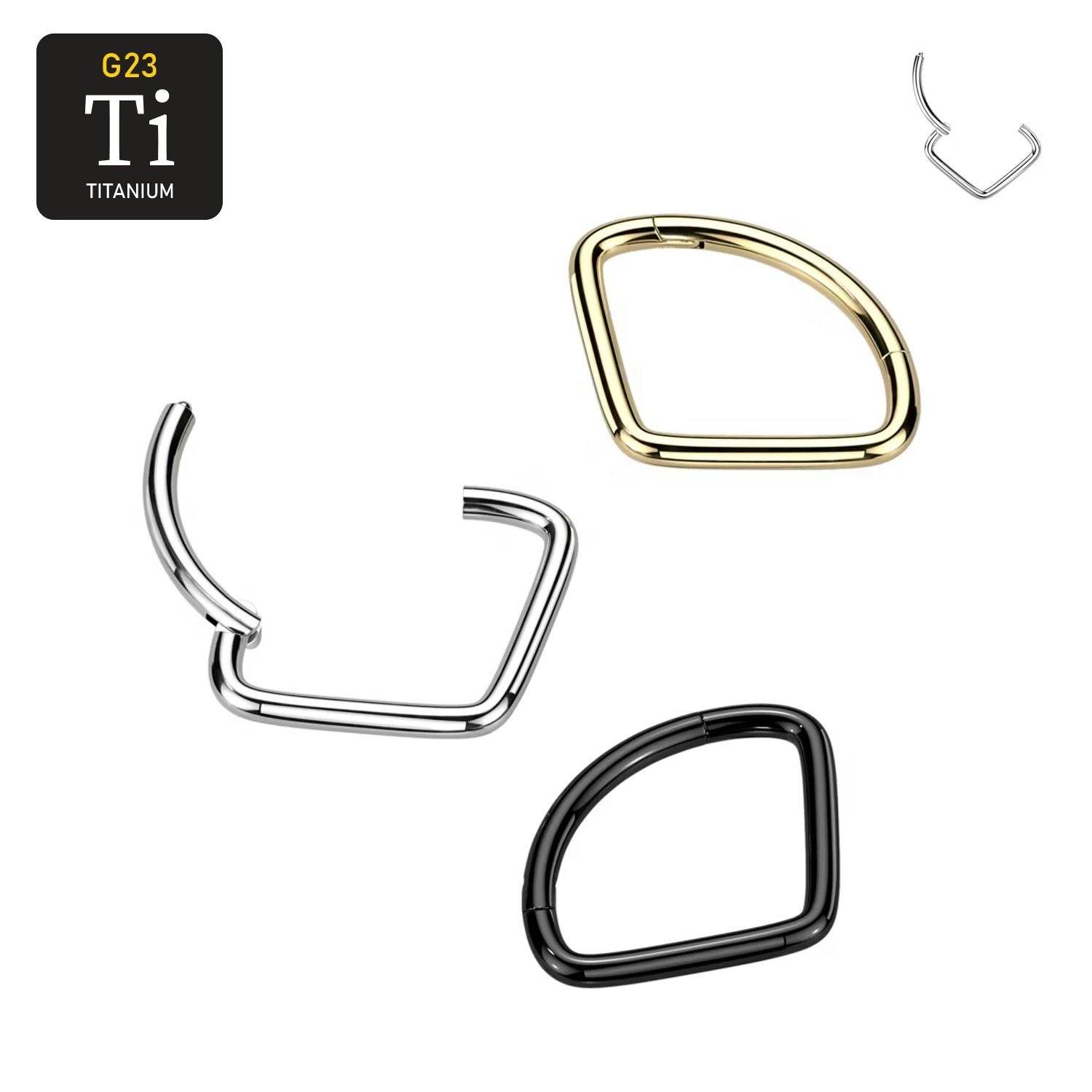 Vid triangelformad titanium segmentring med gångjärn