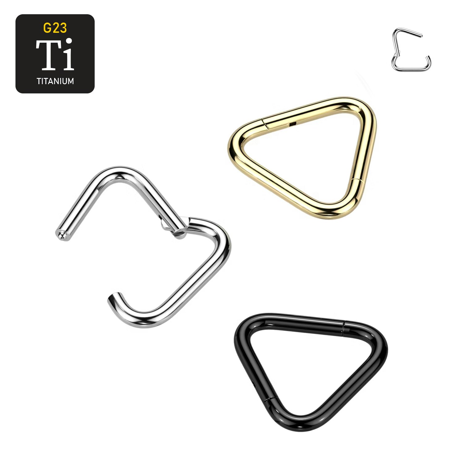 Trekantig titanium segmentring med gångjärn