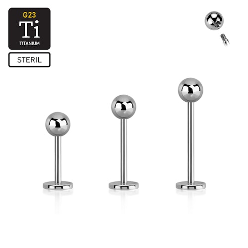 Steril titanium labret 0.8mm med 3mm kula