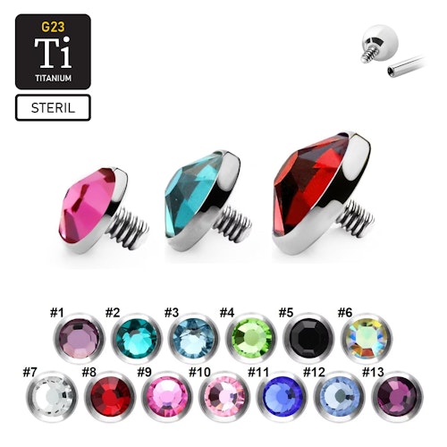 Steril Titanium Dermal topp med crystal