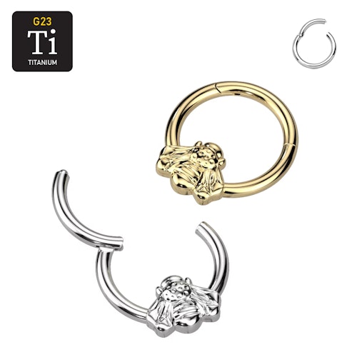 Titanium ring med gångjärn och ett litet bi