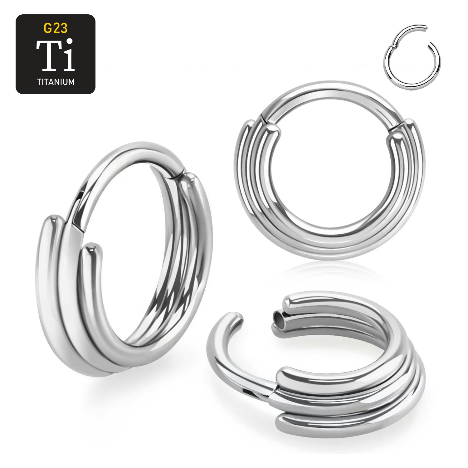 Titanium ring med gångjärn och trippel ring design