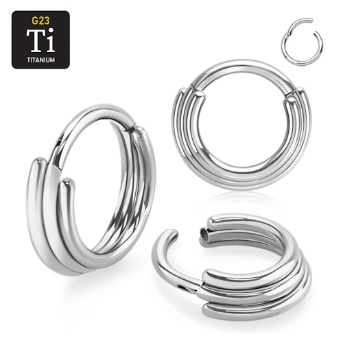 Titanium ring med gångjärn och trippel ring design