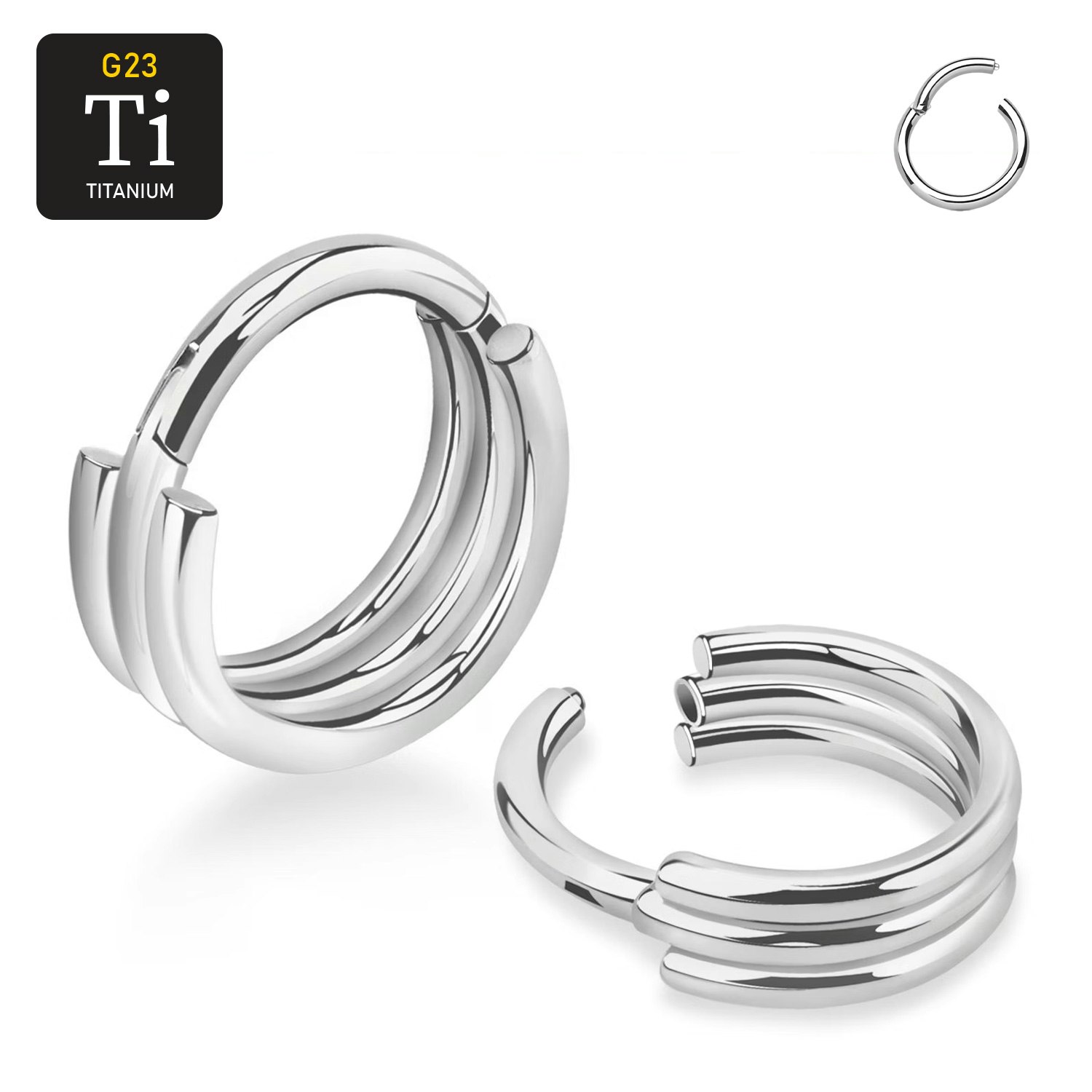 Titanium ring med gångjärn och tre ringar design