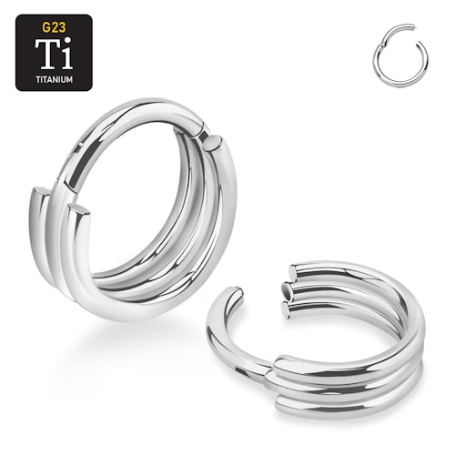 Titanium ring med gångjärn och tre ringar design