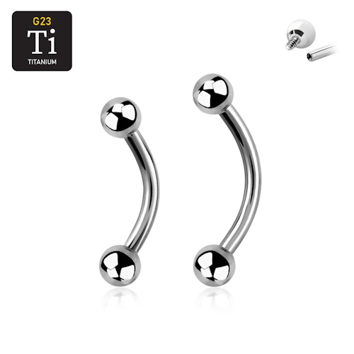 Titanium banana invändigt gängad 1.2mm med 3mm kulor