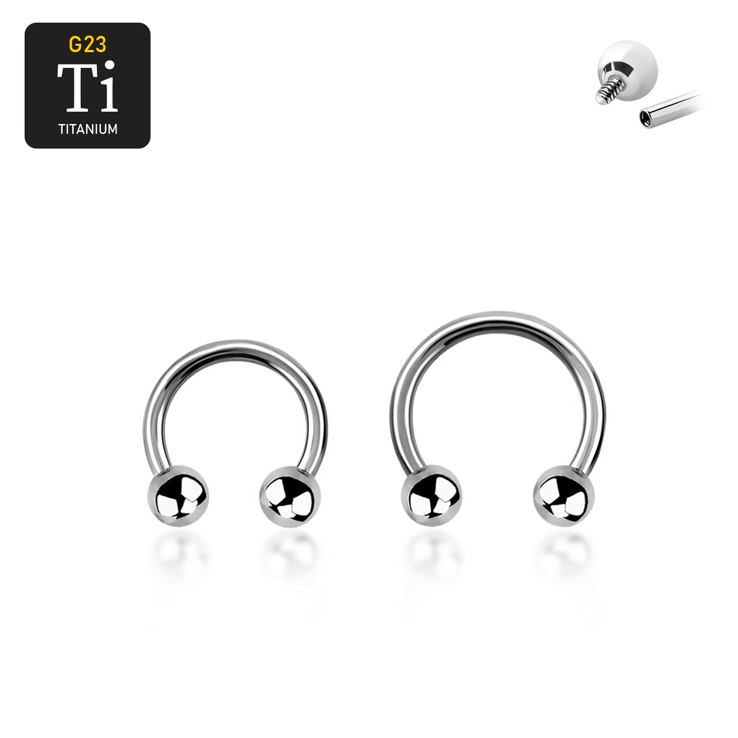 Titanium CBR invändigt gängad 1.2mm med 3mm kulor