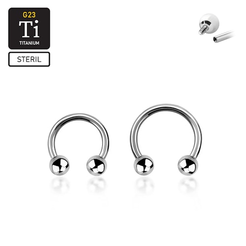 Steril titanium CBR invändigt gängad 1.2mm med 3mm kulor