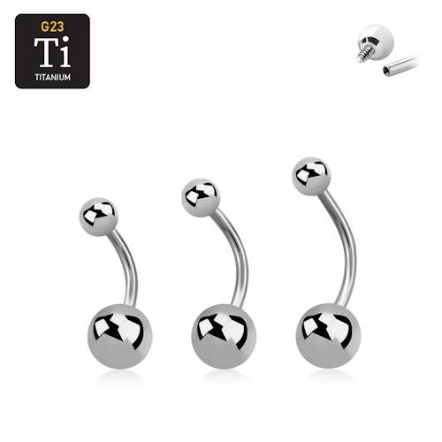 Titanium banana invändigt gängad 1.6mm med 5 & 8mm kulor