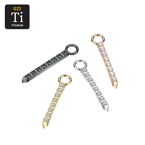 Hänge i titanium - stav med cubic zirconia