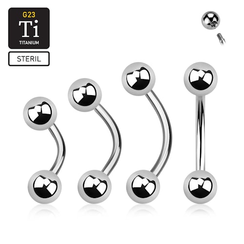 Steril banana i titanium utvändigt gängad 1.6mm med 5mm kulor