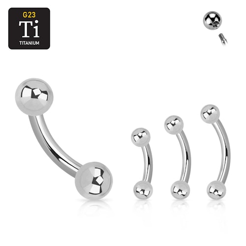 Titanium banana utvändigt gängad 1.6mm med 3mm kulor