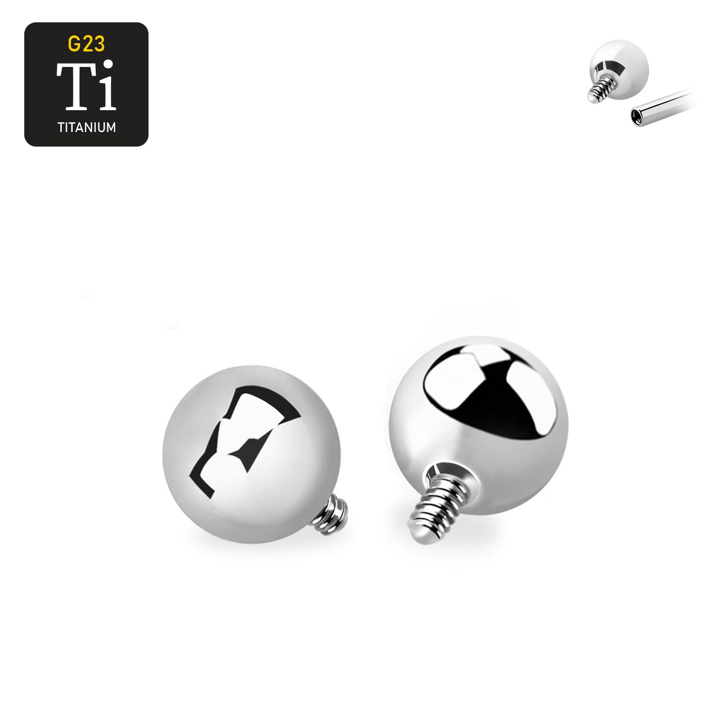 3mm kula i titanium - för invändigt gängad stav 1.6mm (lös del)