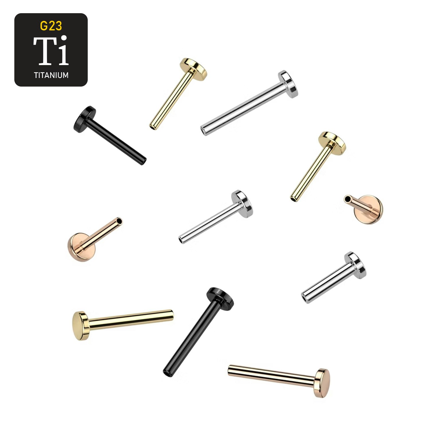 Threadless labret i titan - 2.5mm bas (lös del)