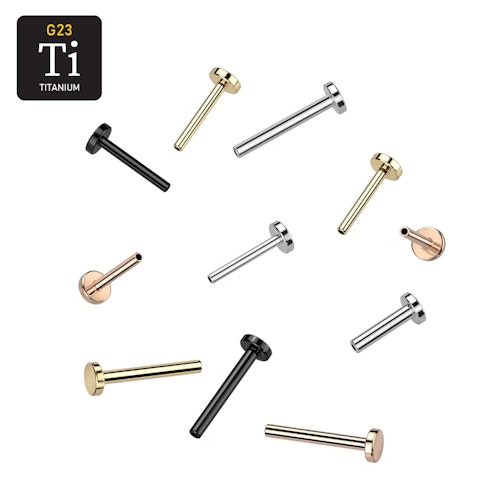 Threadless labret i titan - 2.5mm bas (lös del)