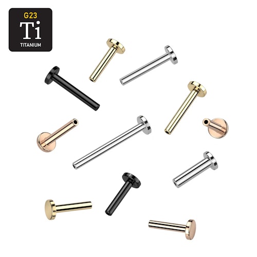 Threadless labret i titan - 3mm bas (lös del)
