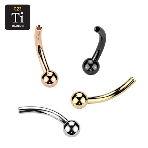 Threadless banana barbell i titanium - med kula i ena änden (lös del)