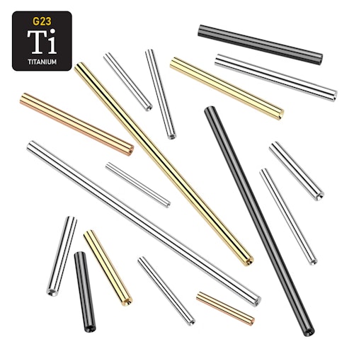 Threadless barbell / rak stav i titanium (lös del)
