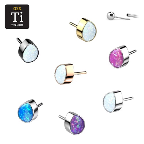 Threadless topp i titanium - Droppformad opalit