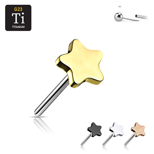 Threadless topp i titanium - 3mm stjärna