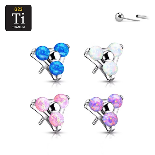 Threadless topp i titanium - Treenighet med "prong-set" opalit