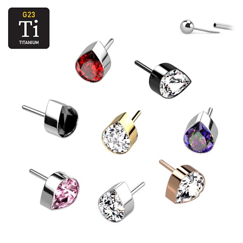 Threadless topp i titanium - Droppformad CZ