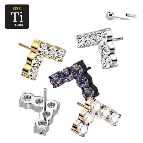 Threadless topp i titanium - V-formad topp med CNC-monterade CZ