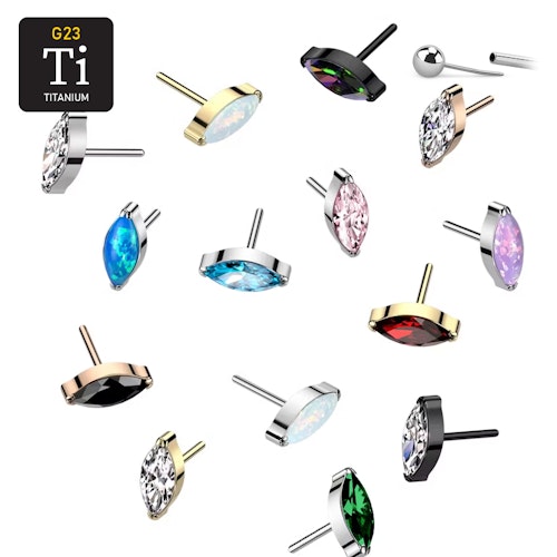 Threadless topp i titanium - Navettslipad CZ eller opal