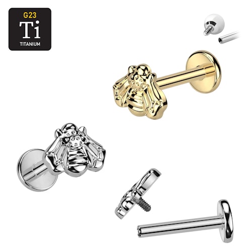 Labret i titanium - invändigt gängad med bi