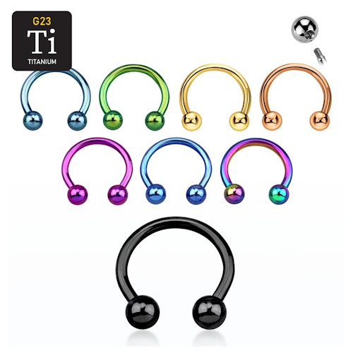 PVD-pläterad titanium CBR / cirkulär barbell 1.2mm med 3mm kulor