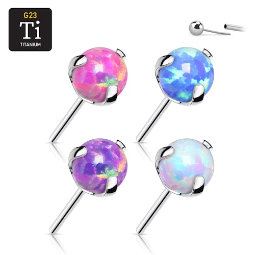 Threadless topp i titanium - Prong-set opal