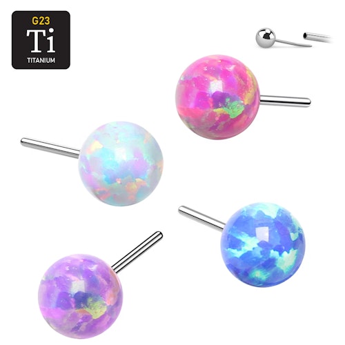 Threadless topp i titanium - Rund opal