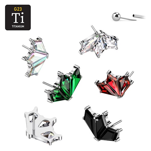 Threadless topp i titanium - 3st CZ