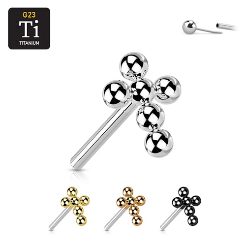 Threadless topp i titanium - Kors med bollkluster