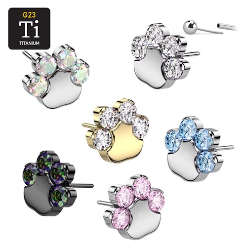 Threadless topp i titanium - Tass med CZ