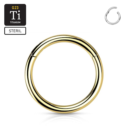 Steril anodiserad titanium segmentring med gångjärn 0.8mm (guld)