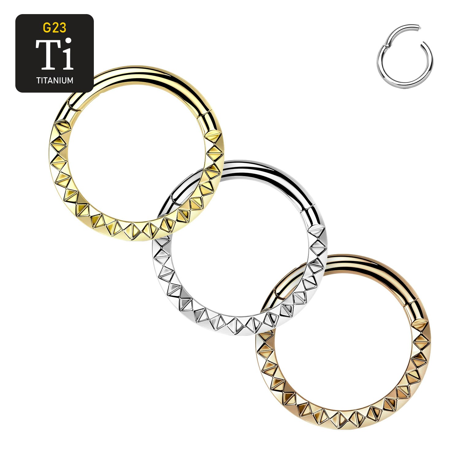 Segmentring i titanium 1.2mm med pyramidslipad front