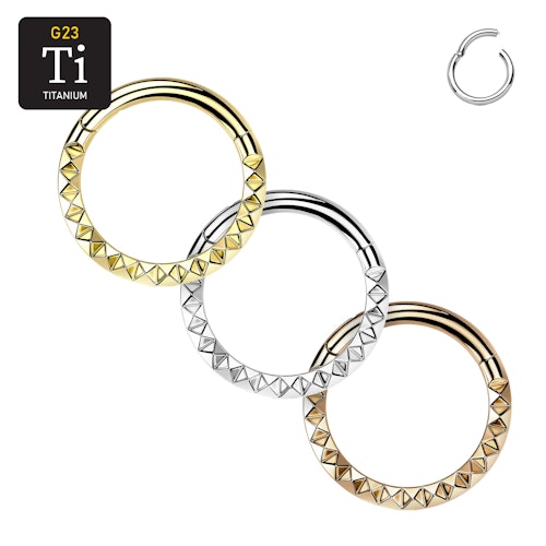 Segmentring i titanium 1.2mm med pyramidslipad front