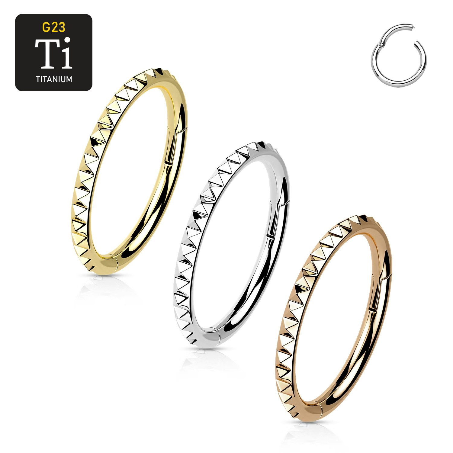 Segmentring i titanium 1.2mm med pyramidslipad ytterkant