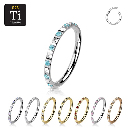 Segmentring i titanium 1.2mm med pyramidslipad ytterkant och CZ