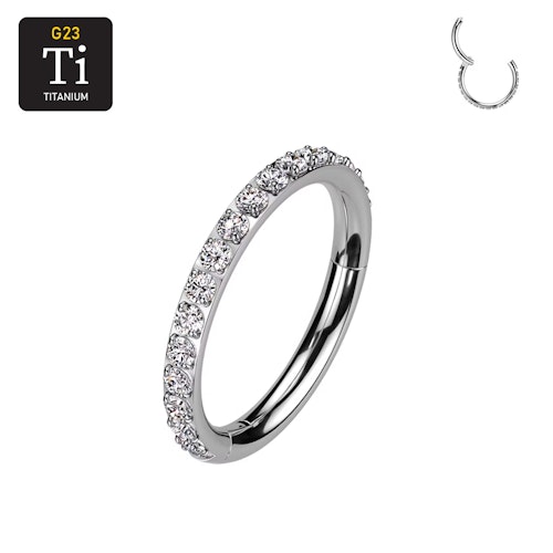 Titanium ring med gångjärn och CZ på ytterkanten 1.2mm (12mm)